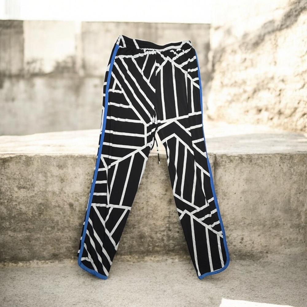 NWT NY COLLECTION Stylish Black and Gray Geometric Men's Pants size S